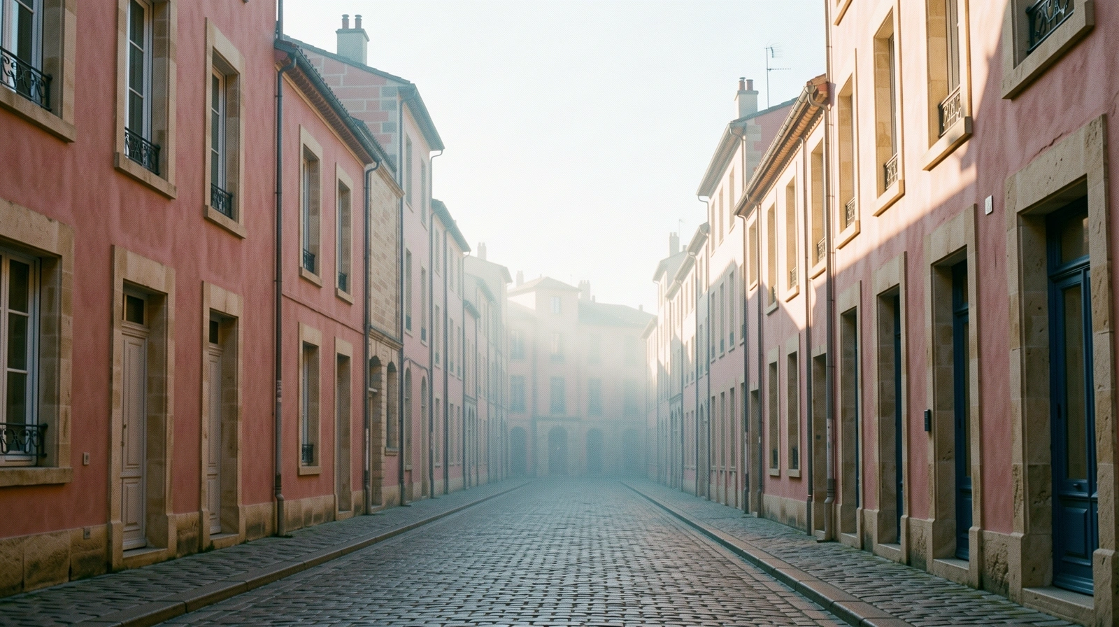 Aube sur une rue calme à Toulouse